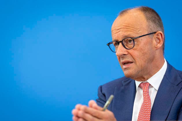 Friedrich Merz (CDU), Bundeskanzler, aufgenommen im Rahmen der Sommerpressekonferenz in der BPK in Berlin, 15.07.2026. Berlin Deutschland *** Friedrich Merz (CDU), Federal Chancellor, photographed during the summer press conference at the BPK in Berlin, July 15, 2026, Berlin, Germany Copyright: xFlorianxGaertnerx
