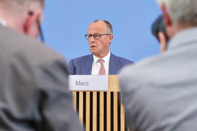 Berlin, Deutschland, 15.07.2026: Haus der Bundespressekonferenz: Sommerpresskonferenz: Bundeskanzler Friedrich Merz (CDU) vor Journalisten *** Berlin, Germany, July 15, 2026; Federal Press Conference Center; Summer Press Conference; Chancellor Friedrich Merz (CDU) speaking to journalists Copyright: xdtsxNachrichtenagenturx dts_127728