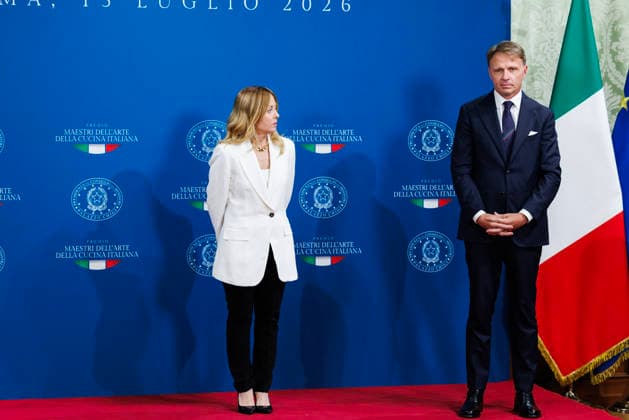 July 15, 2026, Rome, Italia, Italy: Prime Minister Giorgia Meloni and Minister of Agriculture and Food Sovereignty Francesco Lollobrigida during the award ceremony for the Master of the Art of Italian Cuisine, Rome, 15 07 2026 Rome Italy  - ZUMAa289 20260715_zia_a289_050 Copyright: xFrancescoxFotiax xAgfx