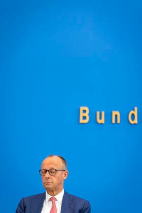 Friedrich Merz (CDU), Bundeskanzler, aufgenommen im Rahmen der Sommerpressekonferenz in der BPK in Berlin, 15.07.2026. Berlin Deutschland *** Friedrich Merz, CDU, Federal Chancellor, photographed during the summer press conference at the BPK in Berlin, July 15, 2026, Berlin, Germany Copyright: xFlorianxGaertnerx