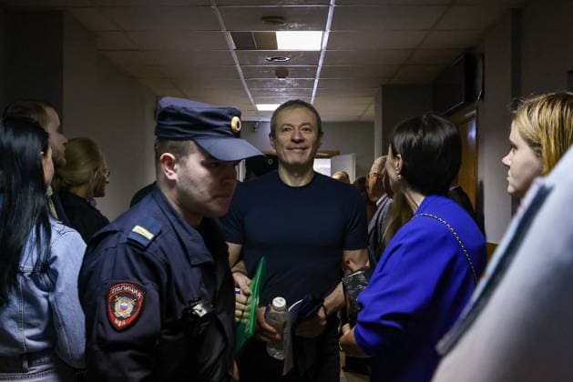 RUSSIA, MOSCOW - JULY 15, 2026: Vadim Moshkovich, founder of Rusagro, one of the largest Russian agricultural producers, arrives for a hearing into his large-scale fraud case at the Zamoskvoretsky District Court. Artyom Geodakyan TASS  95070411