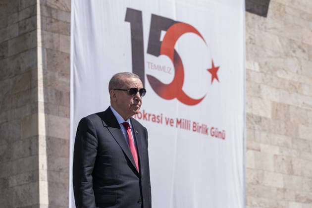 Turkish President Recep Tayyip Erdogan ANKARA, TURKIYE - JULY 15: Turkish President Recep Tayyip Erdogan attends the July 15 Democracy and National Unity Day commemoration program at the Grand National Assembly of Turkiye in Ankara, Turkiye, on July 15, 2026. Osmancan Gurdogan Anadolu Ankara Turkey. Editorial use only. Please get in touch for any other usage.  Copyright: x2026xAnadoluxOsmancanxGurdoganx