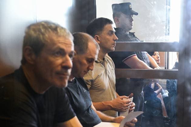 Russia Rusagro Founder Fraud Trial 9205882 15.07.2026 Founder of Russian agricultural giant Rusagro Group Vadim Moshkovich, former Tambov Region Governor Sergei Ivanov and former Rusagro Group CEO Maxim Basov, defendants in the Rusagro corruption case, are seen inside a defendant s glass cage during a hearing at the Zamoskvoretsky District Court in Moscow, Russia. Mikhail Voskresenskiy Sputnik Moscow Russia  Copyright: xMikhailxVoskresenskiyx