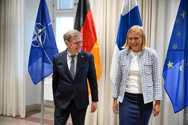 News Bilder des Tages LKS 20260715 German Foreign Minister Johann Wadephul met with Finnish Foreign Minister Elina Valtonen in Helsinki, Finland, on July 15, 2026. - MARKKU ULANDER Helsinki Finland  Copyright: xMarkkuxUlanderx lzYEhyu7xuI