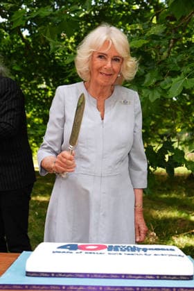 Entertainment Bilder des Tages Royal Osteoporosis Society reception Queen Camilla, President of the Royal Osteoporosis Society, cuts a cake as she hosts a reception to mark 40 years of the charity, at Clarence House, London. The Queen has championed the work of the Royal Osteoporosis Society since 1994, after seeing her own mother suffering with the disease, which resulted in her early death at the age of 72. Picture date: Wednesday July 15, 2026., Credit:Aaron Chown PA ROTA - B68 Avalon UK, London  Copyright: xAaronxChownx xPAxROTAx-xB68x xAvalonx 1116695101