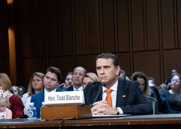 July 15, 2026, Washington, District Of Columbia, USA: Todd Blanche acting Attorney General of the United States testfies before the US Senate Committee on the Judiciary to be the new Attorney General of the United States in Washington, DC, USA, on July 15th 2026 Washington USA  - ZUMAs152 20260715_faa_s152_030 Copyright: xAndrewxThomasx
