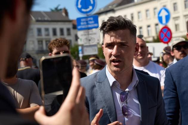 July 15, 2026, Brussels, Belgium: BRUSSELS, BELGIUM Ã¢â‚¬ JULY 2026: Far-right activists Martin Sellner, Eva Vlaardingerbroek, Dries Van Langenhove, Andrea Ballarati and Lucy White joined MEPs Dominik TarczyAski, Sebastian Tynkkynen, Geadis Geadi and 200 participants at the Save Europe Act rally in Place du Luxembourg on Wednesday. They later marched to the entrance of the European Parliament, where organizers symbolically delivered more than 500,000 printed signatures supporting their Save Europe Act initiative in a wheelbarrow. JNA Press. Brussels Belgium - ZUMAq101 20260715_zna_q101_160 Copyright: xRaduxIonescux
