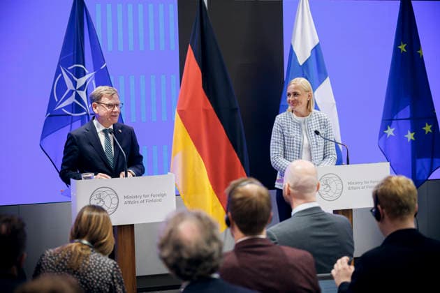 Johann Wadephul (CDU), Bundesaussenminister, trifft Elina Valtonen, Aussenministerin der Republik Finnland. Helsinki, 15.07.2026. Fotografiert im Auftrag des Auswaertigen Amtes Helsinki Finnland *** Johann Wadephul (CDU), Federal Minister of Foreign Affairs, meets with Elina Valtonen, Minister of Foreign Affairs of the Republic of Finland. Helsinki, July 15, 2026. Photographed on behalf of the Federal Foreign Office. Helsinki, Finland Copyright: xThomasxTrutschel AAx