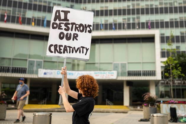 July 15, 2026, Hamilton, On, Canada: People in opposition to AI data centres demonstrate outside city hall in Hamilton, Wednesday, July 15, 2026. Hamilton Canada  - ZUMAc35_ 20260715_zaf_c35_035 Copyright: xNickxIwanyshynx