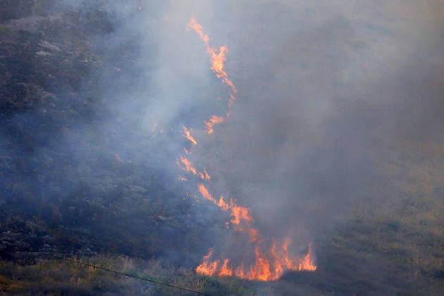 Italy battles extreme heat and wildfires PALERMO, ITALY - JULY 15: A view of a wildfire that broke out in the maquis vegetation on the slopes of Mount Longa near Palermo, Sicily, Italy, on July 15, 2026. The blaze spread rapidly due to strong winds as firefighters battled the fire with firefighting aircraft and helicopters in an effort to bring it under control. Alberto Lo Bianco Anadolu Palermo Italy. Editorial use only. Please get in touch for any other usage.  Copyright: x2026xAnadoluxAlbertoxLoxBiancox
