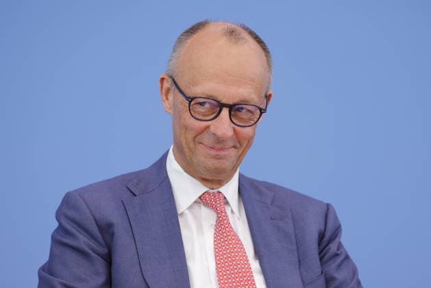 Bundeskanzler Friedrich Merz, Deutschland, Berlin, Bundespressekonferenz, Thema: Aktuelle Themen der Innen- und Außenpolitik *** Chancellor Friedrich Merz, Germany, Berlin, Federal Press Conference, Topic: Current Issues in Domestic and Foreign Policy
