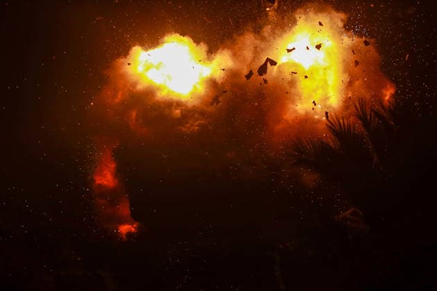 Israeli army continues its attacks on the Gaza Strip ?????? DEIR AL BALAH, GAZA, PALESTINE - JULY 15: Thick flames and smoke rise after Israeli forces violated the ceasefire and carried out an airstrike on the Baraka family s house in Deir al-Balah, Gaza, Palestine, on July 15, 2026. Abdalhkem Abu Riash Anadolu Deir al-Balah Gaza. Editorial use only. Please get in touch for any other usage.  Copyright: x2026xAnadoluxAbdalhkemxAbuxRiashx