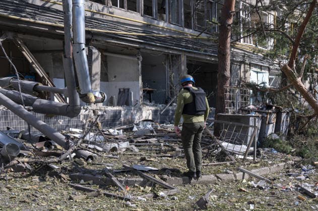 Russian guided bomb strike damages industrial zone in Kharkiv KHARKIV, UKRAINE - JULY 15: The aftermath of a strike by a Russian guided aerial bomb is seen in an industrial zone in Kharkiv, Ukraine, on July 15, 2026. The attack caused severe damage to industrial buildings housing woodworking, footwear and clothing manufacturing facilities, as well as other civilian enterprises. Seven vehicles parked near the impact site were also damaged. According to local authorities, eight civilians were injured in the strike. Men aged 44, 49, 50 and 57, along with women aged 31, 51 and 60, were hospitalized with injuries of varying severity. A 51-year-old man who suffered cuts from shattered glass received medical treatment at the scene. Serhii Masin  Copyright: x2026xAnadoluxSerhiixMasinx