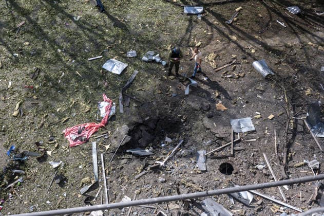 Russian guided bomb strike damages industrial zone in Kharkiv KHARKIV, UKRAINE - JULY 15: The aftermath of a strike by a Russian guided aerial bomb is seen in an industrial zone in Kharkiv, Ukraine, on July 15, 2026. The attack caused severe damage to industrial buildings housing woodworking, footwear and clothing manufacturing facilities, as well as other civilian enterprises. Seven vehicles parked near the impact site were also damaged. According to local authorities, eight civilians were injured in the strike. Men aged 44, 49, 50 and 57, along with women aged 31, 51 and 60, were hospitalized with injuries of varying severity. A 51-year-old man who suffered cuts from shattered glass received medical treatment at the scene. Serhii Masin  Copyright: x2026xAnadoluxSerhiixMasinx