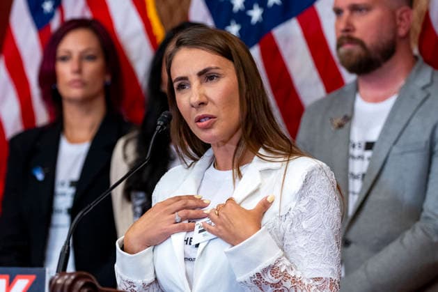 Marina Lacerda, a survivor of convicted sex offender Jeffrey Epstein, speaks during a press conference with other survivors at the U.S. Capitol in Washington, DC on Wednesday, June 15, 2026. Epstein survivors and survivors family spoke against Todd Blanche s nomination to be U.S. Attorney General following his Senate Judiciary Committee nomination hearing.  WAP20260715520 BONNIExCASH