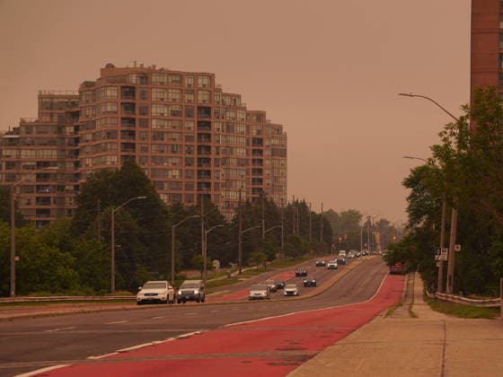 Weather Conditions In Toronto A general view of Toronto as wildfire smoke creates hazy conditions across the city in Toronto, Ontario, Canada, on July 15, 2026. Toronto Canada  Copyright: xArrushxChoprax originalFilename: chopra-notitle260715_npTZF.jpg