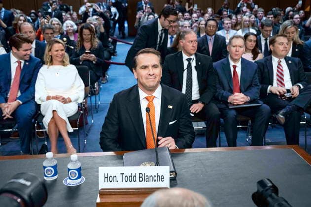 July 15, 2026, Washington, District Of Columbia, USA: Todd Blanche acting Attorney General of the United States testfies before the US Senate Committee on the Judiciary to be the new Attorney General of the United States in Washington, DC, USA, on July 15th 2026 Washington USA  - ZUMAs152 20260715_faa_s152_008 Copyright: xAndrewxThomasx