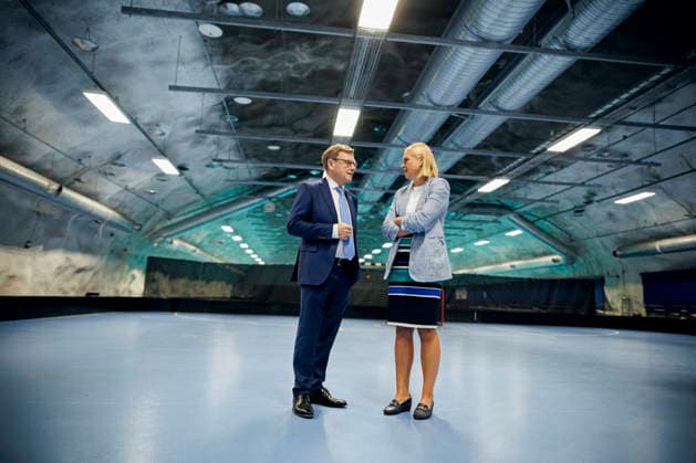 Johann Wadephul (CDU), Bundesaussenminister, und Elina Valtonen, Aussenministerin der Republik Finnland, besichtigen zusammen die Zivilschutzanlage Merihaka. Helsinki, 16.07.2026. Fotografiert im Auftrag des Auswaertigen Amtes Helsinki Finnland *** Johann Wadephul (CDU), Federal Minister of Foreign Affairs, and Elina Valtonen, Minister of Foreign Affairs of the Republic of Finland, tour the Merihaka civil defense facility in Helsinki together, July 16, 2026. Photographed on behalf of the Federal Foreign Office, Helsinki, Finland Copyright: xThomasxTrutschel AAx