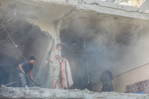 Israeli attacks continue in Gaza GAZA, PALESTINE - JULY 16 : A view destruction at the Nuseirat Refugee Camp as the Israeli army targeted civilian residential areas in Gaza, Palestine on July 16, 2026. Hassan Jedi Anadolu Gaza City Gaza. Editorial use only. Please get in touch for any other usage.  Copyright: x2026xAnadoluxHassanxJedix