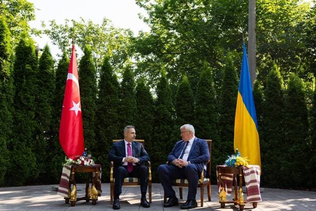 Turkish Foreign Minister Hakan Fidan in Ukraine KYIV, UKRAINE - JULY 16: Turkish Foreign Minister Hakan Fidan meets with Ukrainian Foreign Minister Andrii Sybiha in Kyiv, Ukraine on July 16, 2026. Murat Gok Anadolu Kyiv Ukraine. Editorial use only. Please get in touch for any other usage.  Copyright: x2026xAnadoluxMuratxGokx