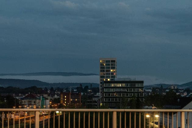 Themenbilder: Hagel in Reutlingen, 15.07.2026, Themenbilder: Hagel in Reutlingen, 15.07.2026, Blick auf der Stuttgarter Tor, Nebel *** Featured Photos: Hail in Reutlingen, July 15, 2026, Featured Photos: Hail in Reutlingen, July 15, 2026, View of the Stuttgart Gate, Fog Copyright: xDROFITSCH EIBNERx EP_ddh