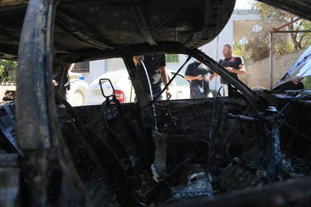 Palestinians inspect vehicles burned in suspected settler attack near Nablus Palestinians inspect a burned car and tractor after they were set on fire by Jewish settlers in the village of Ramin, west of the West Bank city of Nablus, on July 16, 2026. Photo by Mohammed Nasser apaimages Nablus West Bank Palestinian Territory 160726_Nablus_MN_00(6) Copyright: xapaimagesxMohammedxNasserx xapaimagesx