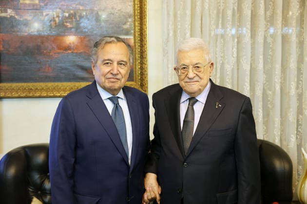Palestinian President meets Arab League Secretary-General in Amman Palestinian President Mahmoud Abbas meets with Nabil Fahmy, Secretary-General of the League of Arab States, in Amman, Jordan, on July 16, 2026. Photo by Thaer Ganaim apaimages Ramallah West Bank Palestinian Territory 160726_Jordan_PPO_00(1) Copyright: xapaimagesxThaerxGanaimx xapaimagesx