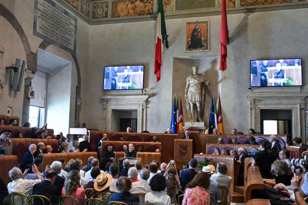 July 16, 2026, Rome, Italy: US actress Sharon Stone during the last day of 2026 Global Nobel Laureates Assembly in Rome, Italy, 16 July 2026. ANSA RICCARDO ANTIMIANI. Rome Italy  - ZUMAa110 20260716_zaf_a110_017 Copyright: xRiccardoxAntimianix
