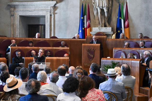 July 16, 2026, Rome, Italy: US actress Sharon Stone during the last day of 2026 Global Nobel Laureates Assembly in Rome, Italy, 16 July 2026. ANSA RICCARDO ANTIMIANI. Rome Italy  - ZUMAa110 20260716_zaf_a110_028 Copyright: xRiccardoxAntimianix