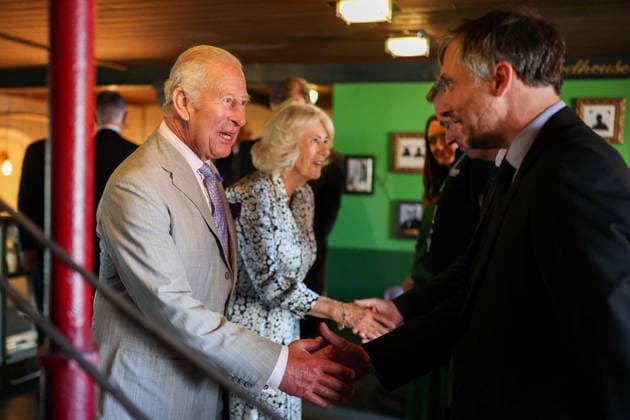 Britain s King Charles and Queen Camilla visits Blandford Forum in Dorset Britain s King Charles and Queen Camilla shake hands with Woodhouse family members of Hall and Woodhouse Badger Brewery, to mark the start of the brewery s 250th anniversary celebrations in Blandford Forum, Dorset, Britain, July 16, 2026., Credit:Avalon.red PA ROTA - B68 Avalon UNITED KINGDOM, Dorset  Copyright: xAvalon.redx xPAxROTAx-xB68x xAvalonx 1116845884