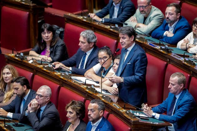 July 16, 2026, Rome, Italia, Italy: Five Star Movement President Giuseppe Conte during the session at the Chamber of Deputies for the final vote on the electoral law, Rome, 16 07 2026 Rome Italy  - ZUMAa289 20260716_zia_a289_007 Copyright: xFrancescoxFotiax xAgfx