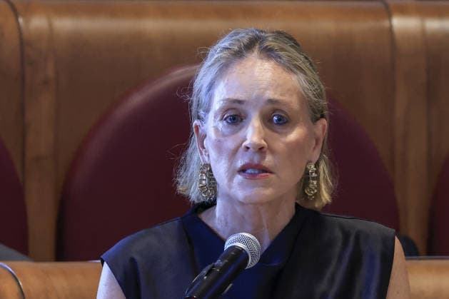 Global Nobel Laureates Assembly on Artificial Intelligence and Nuclear War in Rome ROME, ITALY, JULY 16: U.S. actress Sharon Stone speaks during the last day of the Global Nobel Laureates Assembly on Artificial Intelligence and Nuclear War at the Capitoline Hill in Rome, Italy, on July 16, 2026. Riccardo De Luca Anadolu Rome Italy. Editorial use only. Please get in touch for any other usage.  Copyright: x2026xAnadoluxRiccardoxDexLucax