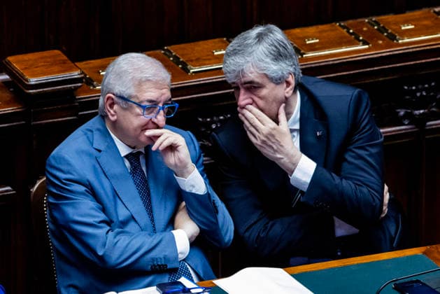July 16, 2026, Rome, Italia, Italy: Tommaso Foti, Minister for European Affairs, the PNRR and Cohesion Policies, and Gianmarco Mazzi, Minister of Tourism, during the session at the Chamber of Deputies for the final vote on the electoral law, Rome, 16 07 2026 Rome Italy  - ZUMAa289 20260716_zia_a289_015 Copyright: xFrancescoxFotiax xAgfx