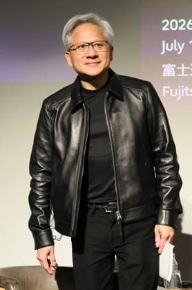 July 16, 2026, Tokyo, Japan - American AI chip maker Nvidia founfer and CEO Jensen Huang arrives at a press conference as Japanese three robotics companies, Fanuc, Yaskawa Electric and Kawasaki Heavy Industries begin business collaboration with Nvidia and computer giant Fujitsu in the field of the physical AI in Tokyo on Thursday, July 16, 2026. (photo by Yoshio Tsunoda AFLO)  aflo_338196813