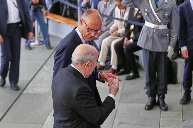 Berlin, Deutschland, 16.07.2026: Bundeskanzleramt: Empfang des Präsidenten Algeriens: Bundeskanzler Friedrich Merz (CDU) und Präsident von Algerien Abdelmadjid Tebboune *** Berlin, Germany, July 16, 2026; Federal Chancellery: Reception for Algerian President Abdelmadjid Tebboune by Federal Chancellor Friedrich Merz (CDU) Copyright: xdtsxNachrichtenagenturx dts_127896