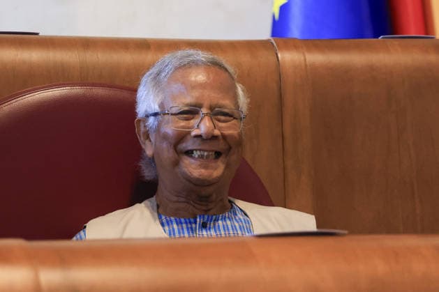 Global Nobel Laureates Assembly on Artificial Intelligence and Nuclear War in Rome ROME, ITALY - JULY 16: Muhammad Yunus attends the last day of the Global Nobel Laureates Assembly on Artificial Intelligence and Nuclear War at the Capitoline Hill in Rome, Italy, on July 16, 2026. Riccardo De Luca Anadolu Rome Italy. Editorial use only. Please get in touch for any other usage.  Copyright: x2026xAnadoluxRiccardoxDexLucax