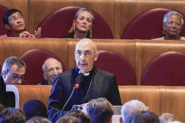 Global Nobel Laureates Assembly on Artificial Intelligence and Nuclear War in Rome ROME, ITALY - JULY 16: Rome s Cardinal Vicar Baldassare Reina speaks during the last day of the Global Nobel Laureates Assembly on Artificial Intelligence and Nuclear War at the Capitoline Hill in Rome, Italy, on July 16, 2026. Riccardo De Luca Anadolu Rome Italy. Editorial use only. Please get in touch for any other usage.  Copyright: x2026xAnadoluxRiccardoxDexLucax