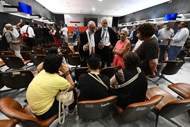 July 16, 2026, Genova, ITALIA: Alcuni dei parenti delle vittime dopo la lettura per la sentenza di primo grado per il crollo di ponte Morandi, Genova, 16 luglio 2026. Some of the relatives of the victims after the first-instance verdict for the collapse of the Morandi Bridge, Genoa, Italy, 16 July 2026. .ANSA LUCA ZENNARO Genova ITALIA  - ZUMAa110 20260716_zaf_a110_039 Copyright: xLucaxZennarox