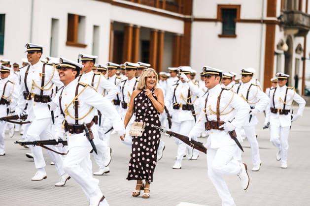 Felipe VI presides over the oath-taking ceremony before the flag and the presentation of royal commissions at the Naval Military Academy in Marín, Pontevedra. A parade took place during the solemn ceremony in which the new class of Navy officers took their oath or pledge before the flag and received their royal commissions, on July 16, 2026, in Marín, Pontevedra, Galicia, Spain. This traditional military and institutional ceremony, held in the parade ground of the Naval Academy to coincide with the feast day of Our Lady of Mount Carmel—patron saint of seafarers and the Navy— is presided over by His Majesty King Felipe VI to award decorations to the most outstanding cadets and welcome the new officers to the ranks of the General Corps, Mari  Copyright: xBeatrizxCiscarx 7668305