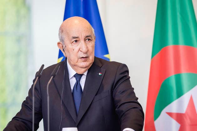 Abdelmadjid Tebboune, Praesident von Algerien, aufgenommen im Rahmen einer Pressekonferenz in Berlin, 16.07.2026. Berlin Deutschland *** Abdelmadjid Tebboune, President of Algeria, photographed during a press conference in Berlin, July 16, 2026, Berlin, Germany Copyright: xJulianexSonntagx