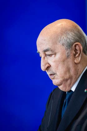 Abdelmadjid Tebboune, Praesident von Algerien, aufgenommen im Rahmen einer Pressekonferenz in Berlin, 16.07.2026. Berlin Deutschland *** Abdelmadjid Tebboune, President of Algeria, photographed during a press conference in Berlin, July 16, 2026, Berlin, Germany Copyright: xJulianexSonntagx