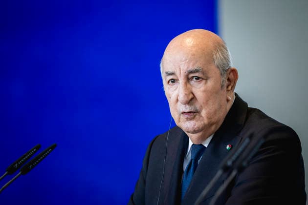 Abdelmadjid Tebboune, Praesident von Algerien, aufgenommen im Rahmen einer Pressekonferenz in Berlin, 16.07.2026. Berlin Deutschland *** Abdelmadjid Tebboune, President of Algeria, photographed during a press conference in Berlin on July 16, 2026, Berlin, Germany Copyright: xJulianexSonntagx