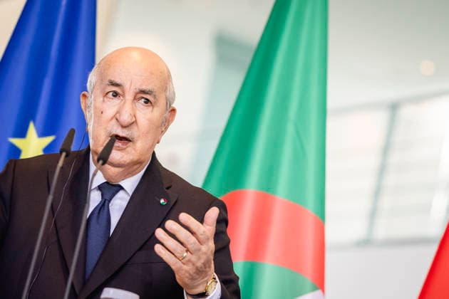 Abdelmadjid Tebboune, Praesident von Algerien, aufgenommen im Rahmen einer Pressekonferenz in Berlin, 16.07.2026. Berlin Deutschland *** Abdelmadjid Tebboune, President of Algeria, photographed during a press conference in Berlin, July 16, 2026, Berlin, Germany Copyright: xJulianexSonntagx