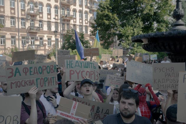 Ukrainians protest in Kyiv following the dismissal of Defence Minister Mykhailo Fedorov. The previous day, President Volodymyr Zelensky announced the removal of the widely popular minister as part of a broader cabinet reshuffle. - 16 07 2026 - Ukraine Kyiv Oblast Kyiv () -  LouisxLemaire-Sicrex xLexPictorium LePictorium_0339084