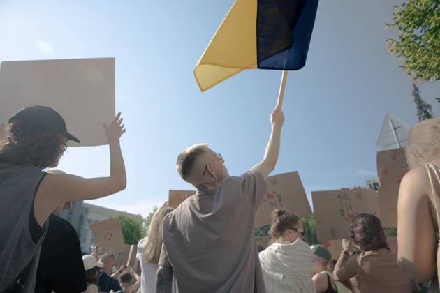 Ukrainians protest in Kyiv following the dismissal of Defence Minister Mykhailo Fedorov. The previous day, President Volodymyr Zelensky announced the removal of the widely popular minister as part of a broader cabinet reshuffle. - 16 07 2026 - Ukraine Kyiv Oblast Kyiv () -  LouisxLemaire-Sicrex xLexPictorium LePictorium_0339086