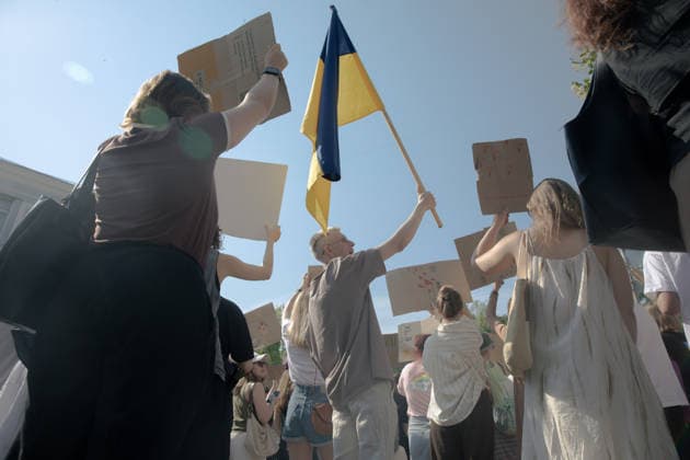 Ukrainians protest in Kyiv following the dismissal of Defence Minister Mykhailo Fedorov. The previous day, President Volodymyr Zelensky announced the removal of the widely popular minister as part of a broader cabinet reshuffle. - 16 07 2026 - Ukraine Kyiv Oblast Kyiv () -  LouisxLemaire-Sicrex xLexPictorium LePictorium_0339087