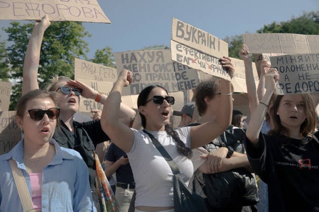 Ukrainians protest in Kyiv following the dismissal of Defence Minister Mykhailo Fedorov. The previous day, President Volodymyr Zelensky announced the removal of the widely popular minister as part of a broader cabinet reshuffle. - 16 07 2026 - Ukraine Kyiv Oblast Kyiv () -  LouisxLemaire-Sicrex xLexPictorium LePictorium_0339098