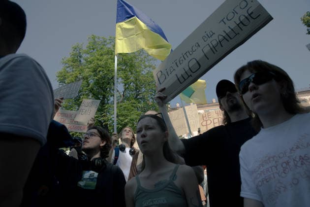 Ukrainians protest in Kyiv following the dismissal of Defence Minister Mykhailo Fedorov. The previous day, President Volodymyr Zelensky announced the removal of the widely popular minister as part of a broader cabinet reshuffle. - 16 07 2026 - Ukraine Kyiv Oblast Kyiv () -  LouisxLemaire-Sicrex xLexPictorium LePictorium_0339102