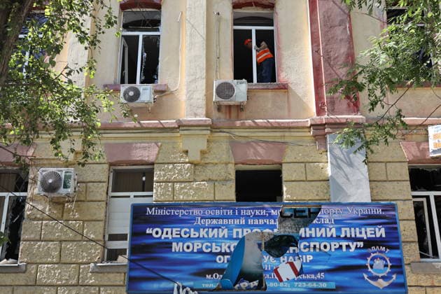 The damaged Odessa Vocational Lyceum of Maritime Transport in Ukraine - 16 Jul 2026 View of a damaged classroom of the Odessa Professional Lyceum of Maritime Transport on Primorskaya Street. A Russian missile attack damaged the Odessa Professional Lyceum of Maritime Transport on Primorskaya Street City authorities reported no casualties. Odessa Ukraine Copyright: xViacheslavxOnyshchenkox xSOPAxImagesx Vonyshchenko(5)