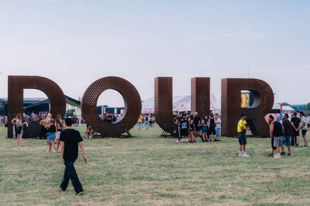 Dour festival s logo pictured during the second day of the Dour festival in Dour, on Wednesday 15 July 2026. The festival takes place from 15 to 19 July.  EMILExWINDAL 181275174